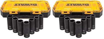 DEWALT DWMT74737 Tough Box 7PC mm 1/2 Deep Drive Impact Socket Set (Pack of 2) - size: One Size (Pack of 2), style: Metric