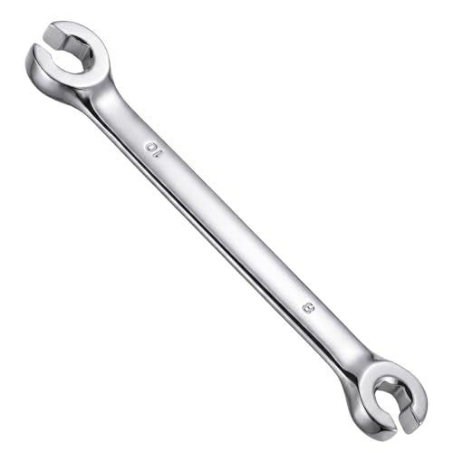 Vin Beauty 8mm x 10mm Flare Nut Wrench, Double Open End CR-V Chrome Vanadium Steel Metric Line Wrench, 15-Degree Offset Design for Brake Line Fuel Lines Transmission Repair, Automotive Tool