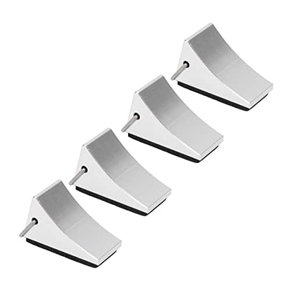 RC Wheel Chock 4 Pack Aluminum Alloy Antislip Car Stand, 32x21x16mm Compact Remote Control Car Accessory for Trail Truck Crawler Buggy Storage Display Ramp Stop (Silver) - color: Silver
