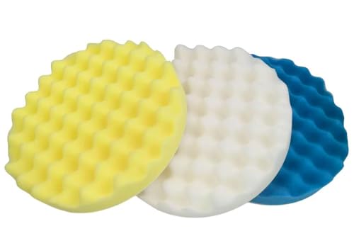 8 Inch Foam Buffing Pads, Auto Detailing Polishing Pad Set, 3-Pack | Replacement for 3M Buffing Pads - 5723 5725 5733, Fits DA Polisher & Drill. Removes swirl marks for high-gloss shine