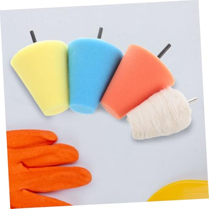 Zerodeko 4pcs Wheel Polishing Sponge Buffing Kit Durable Car Cleaning Pads with Polishing Cone for Automotive Detailing and Hub Shine Restoration