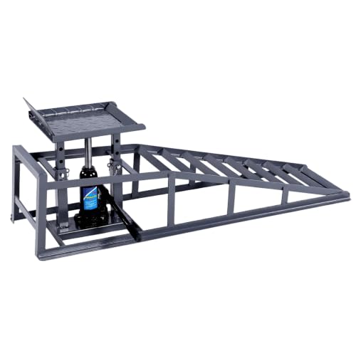 2 PCS Hydraulic Car and Truck Service Ramps Adjust Heights 9.8-15in Heavy Duty Vehicle Lift Ramp 5T/11000LBS Capacity for Home Garage Maintenance Oil Changes