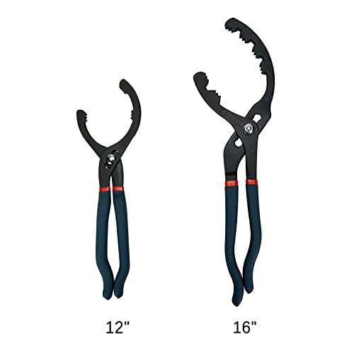 Oil Filter Wrench Set, 12" & 16" 2pcs Adjustable Pliers, Removal Tool, Universal, No Slipping - size: 12"+16"