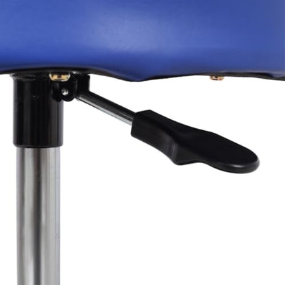 Rolling Mechanic Stool with Tool Tray, Adjustable Pneumatic Garage Shop Seat 16.5"-21", Padded Creeper Stool with 360° Casters, Heavy Duty Steel Workshop Stool, 250 lb Capacity, Black/Blue