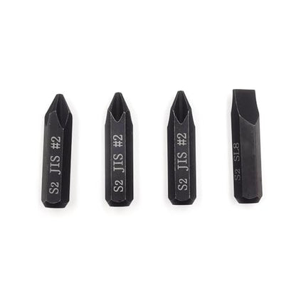 3Pcs JIS Impact Screwdriver Bits and 1Pcs Slotted Impact Bit for Manual Impact Driver, 5/16" Hex Shank, S2 Alloy Steel,36mm Long- Ideal for Japanese Automotive & Motorcycle Repairs (JIS #2x3+SL8)
