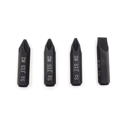 3Pcs JIS Impact Screwdriver Bits and 1Pcs Slotted Impact Bit for Manual Impact Driver, 5/16" Hex Shank, S2 Alloy Steel,36mm Long- Ideal for Japanese Automotive & Motorcycle Repairs (JIS #2x3+SL8)