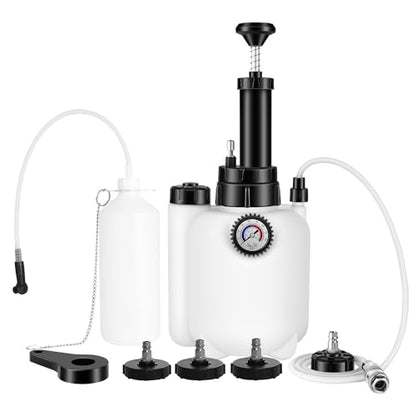 Reniteco 3L Brake Bleed Kit Manual Brake Bleed Fluid Pump One Person Brake Bleed Vacuum Pump Kit with 1L Brake Fluid Bleed Bottle and 4 Master Cylinder Adapters