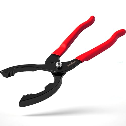 HORUSDY 12" Adjustable Oil Filter Pliers, Adjustable Oil Filter Wrench Removal Tool (Red) - color: Red