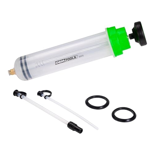 OEMTOOLS 500cc Fluid Extractor and Filler Pump – High-Capacity Precision Vacuum Pump for Brake Fluid, Transmission, Power Steering, and Coolant – Dual-Scale Cylinder, Extension Tubes, service Design - style: 500cc