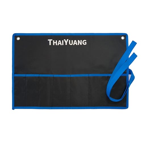 7 Pockets Tool Pouch Roll-Up Storage Bag for Hand Tools or Wrench Heavy Duty Canvas Bag Organizer - style: 7 Pockets