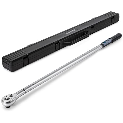 GROWNEER Digital Torque Wrench, 36.8-737 Ft-lbs/50-1000 Nm, 3/4'' Drive Inch Pound Torque Wrench with Buzzer & LED Indicator, Electronic Torque Wrench for Tractors, Trucks, Motor homes, and industrial - color: Black, size: 50-1000Nm