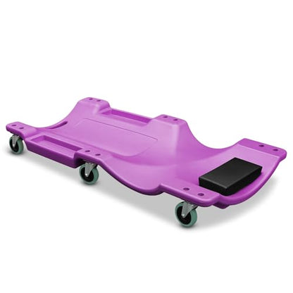 Auto Dynasty 40 Inches Mechanic Creeper, Automotive Garage Repair Low Profile Under Car Rolling Creeper with Padded Headrest, Plastic, Purple - color: Purple, size: 40" L