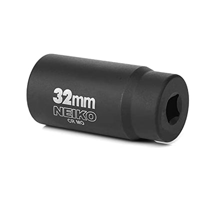 NEIKO 02523A 32mm Socket | 1/2” Drive Deep Impact Socket | Spindle & Axle Nut Socket | 12 Point |Chrome Molybdenum Cr-Mo |Deep Well Hub | Triple Square | Axle Shaft Nut Remover - size: 32 mm (Single)