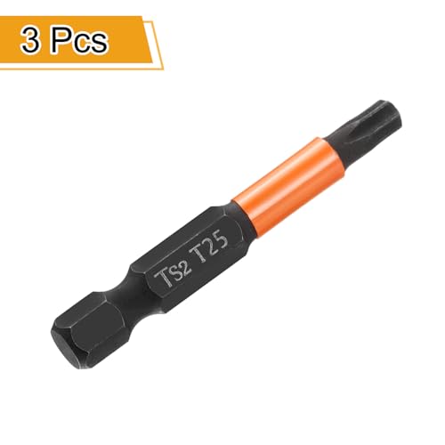 HARFINGTON 3pcs T25 Torx Head Screwdriver Bit 2" (50mm) Long 1/4" Hex Shank Magnetic No Hole Tamper Proof 6 Point Star Screw Driver Drill Bits Phosphate S2 Steel Industrial Power Tools - size: T25 x 50mm