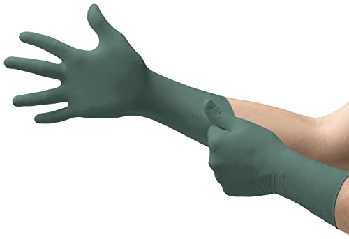 Ansell Microflex Dura Flock DFK-608 Thick 11mil Nitrile Gloves w/Flock Lining for Automotive, Aftermarket, Machinery - XX-Large, Green (Case of 500) - size: XX-Large, style: Pack of 500