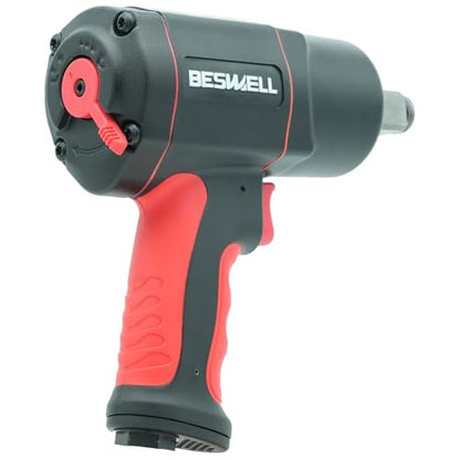 BESWELL BW-134F1N 3/4-Inch Mini Air Impact Wrench - 1230 Ft-Lbs Max Torque | Compact mini pneumatic gun designed for light truck repair, tight engine spaces, and demanding automotive maintenance.