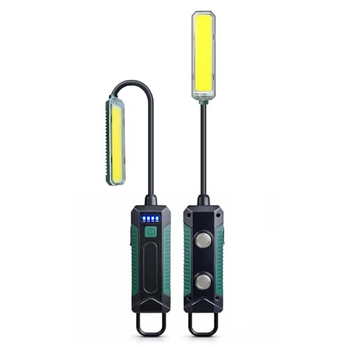 Rechargeable Magnetic Work Lights, COB Portable LED Work Light with 360° Flexible Gooseneck Design, Hook Work Flashlight for Lathe, Car Repair, Emergency, 4 Lighting Modes, USB C Cable, Pack of 1