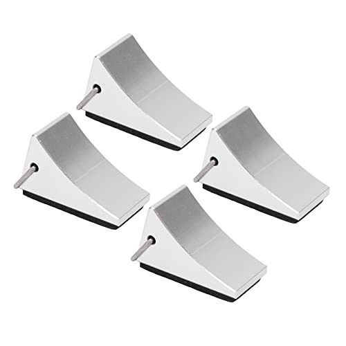 4PCS RC Model Car Wheel Chock, Aluminum Alloy RC Wheel Chock with Anti - Slip Bottom, Durable Tire Stopper for Gen8 Axial SCX10 and Universal RC Cars (Silver) - color: Silver