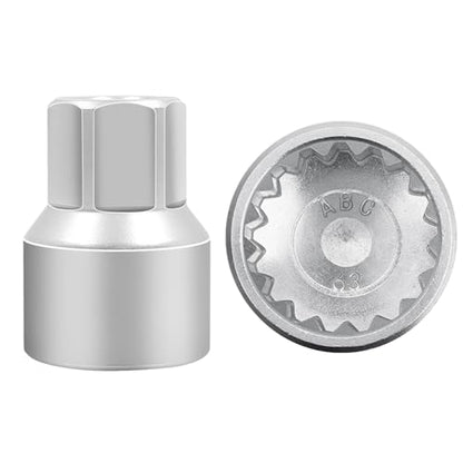 ABC-63 17Pt Outer Ring 2mm Wheel Locking Nut Key for Porsche VW | Wheel Lock Nut Socket Adapter, Anti-Theft Lug Nut Removal Tool, Anti-Theft Screw Remover, Repair Tool, Tyre Fitting, garage - color: ABC-63 Outer ring thickness: 2mm