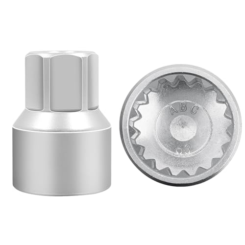 ABC-63 17Pt Outer Ring 2mm Wheel Locking Nut Key for Porsche VW | Wheel Lock Nut Socket Adapter, Anti-Theft Lug Nut Removal Tool, Anti-Theft Screw Remover, Repair Tool, Tyre Fitting, garage - color: ABC-63 Outer ring thickness: 2mm