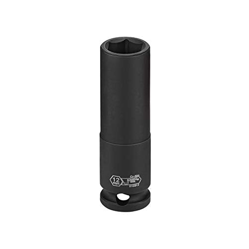 Jetech 3/8 Inch Drive 12mm Deep Impact Socket, Heat-Treated Chrome Molybdenum Alloy Steel, 6-Point Design, Metric, Anti-Rust Finish for Pneumatic & Electric Impact Wrench - size: 12mm