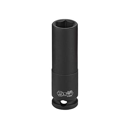 Jetech 3/8 Inch Drive 12mm Deep Impact Socket, Heat-Treated Chrome Molybdenum Alloy Steel, 6-Point Design, Metric, Anti-Rust Finish for Pneumatic & Electric Impact Wrench - size: 12mm