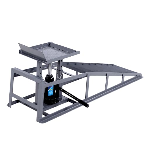 2 PCS Heavy Duty Steel Car Lift Ramp Adjust Heights 9.8-15in Hydraulic Low Profile Car Ramps 5T/11000LBS Capacity for Home Garage Maintenance Oil Changes