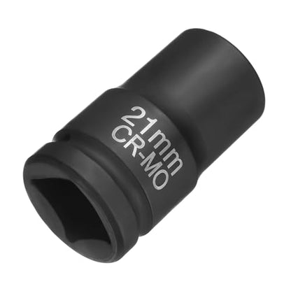 HARFINGTON 4 Point Square Socket 1" Drive 21mm Metric Square Impact Socket CR-MO Blackening Standard Wheel Sleeve Pneumatic Sleeve Tool for Auto Repair Mechanical Maintenance Home Use - size: 1"/21mm