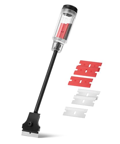 Bates- Long Reach Extension Scraper, 11-Inch Razor Scraper Tool | With Extra 3 Double Edged Plastic & 3 Metal Blades Long Handle Window Scraper for Paint Removal Glass Cleaning & Surface Work