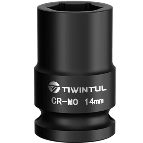 14mm Shallow Impact Socket 1/2 Inch Drive for Tight Spaces | CR-MO Steel Impact Socket, Anti-Rounding 6 Point Design, 1.5" Length, Metric, Impact Grade Socket for Automobile and Home Use - size: 14mm (Standard)