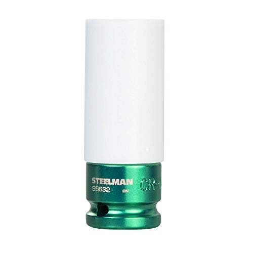 Steelman 22mm Sleeved Socket, Wheel and Lug Nut Protector Polyethylene Sleeve and Insert, Non-Marring, Long, 6-Point, 1/2-inch Drive