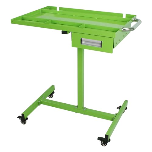 Rolling Tool Tray with Wheels,29 × 20 × 34in Tear Down Work Table with Drawers,220lbs Capacity Mechanics Rolling Work Table for Garage, Shop, DIY (Green) - size: Green