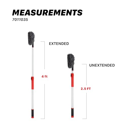 Maxshine Universal IncrediStick Car Wash Stick & Mitt – Extends to 4ft with Lightweight Aluminum Handle, Microfiber & Chenille Covers – Compact Auto Detailing Tool for Cars, Trucks, SUVs & RVs