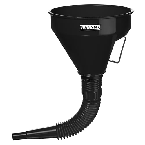 Automotive Flex Funnel with Hose | Wide Mouth Flexible Oil Funnel for Automotive Use - Gas, Transmission Fluid, Car Fuel, Oil Change (Black) - color: Black