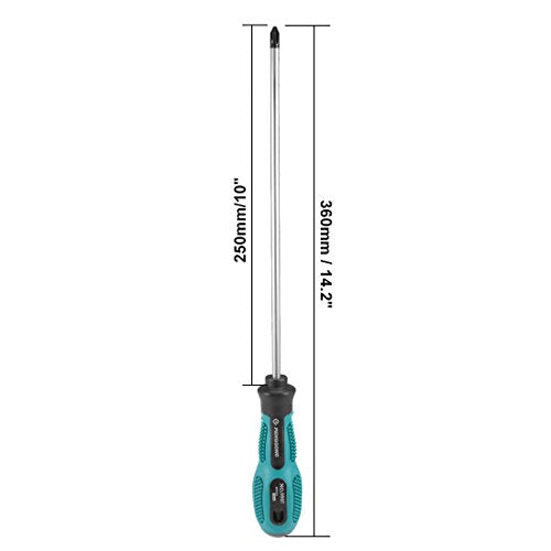 uxcell #2 Phillips Screwdriver 10 Inch Round Shaft Non Slip Comfortable Handle - size: PH2 x 10"