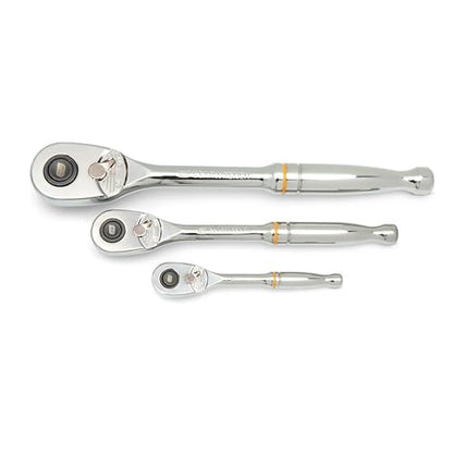 GEARWRENCH 3 Piece 1/4", 3/8” and 1/2" Drive 90-Tooth Quick Release Teardrop Ratchet Set | 81310T - style: 3 Piece