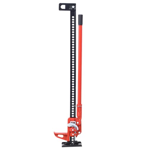 48'' Farm Jack with 7000 Lbs Capacity Heavy Duty Off Road Jack for Tractor SUV Truck Hi Lift Utility Farm Jack with Ratcheting Mechanism Red Steel Construction for Lifting and Pulling