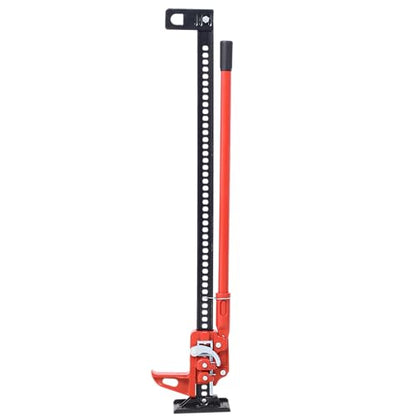 48'' Farm Jack with 7000 Lbs Capacity Heavy Duty Off Road Jack for Tractor SUV Truck Hi Lift Utility Farm Jack with Ratcheting Mechanism Red Steel Construction for Lifting and Pulling