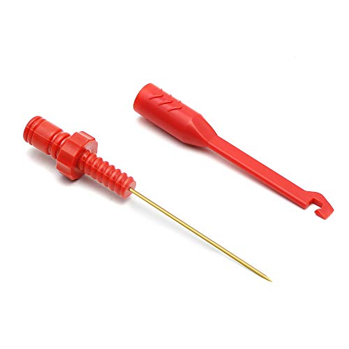 Electronic Wire Piercing Probe Clip for Automotive Diagnostic Tester Tool, Puncture Wire Back Probe Pins Insulation for Car Circuit Detection Black&Red, 2 Pack - size: 4mm