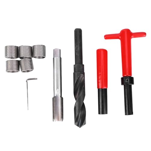Jeanoko 10PCS M18x1.5 Thread Repair Kit, High Strength Stainless Steel Twisted Drill Tap Wrench,Threaded Insert Tools Set for Automotive Parts, Thread Repair Insert Kit for Damaged Thread Repair