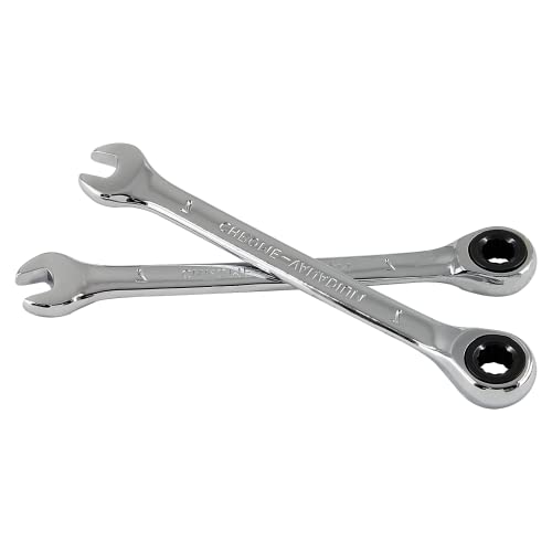 2 Pcs 7mm Ratchet Wrench Metric Ratcheting Wrench Set with 5° Movement and Hardened & 72 Teeth for Projects Metric Tight Spaces - size: 7 mm
