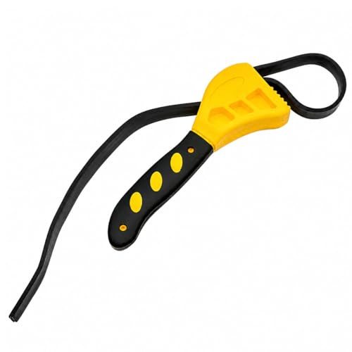 2PCS Strap Wrench Plumbing, 4 & 6 Inch Adjustable Oil Filter Wrench with Reinforced Rubber Belt, Universal Jar Opener Tools for Shower Head, Water Filter, Drain, Pipe (8in&Yellow) - color: 8in&yellow