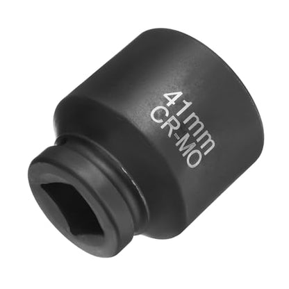 HARFINGTON 4 Point Square Socket 1" Drive 41mm Metric Square Impact Socket CR-MO Blackening Standard Wheel Sleeve Pneumatic Sleeve Tool for Auto Repair Mechanical Maintenance Home Use - size: 1"/41mm