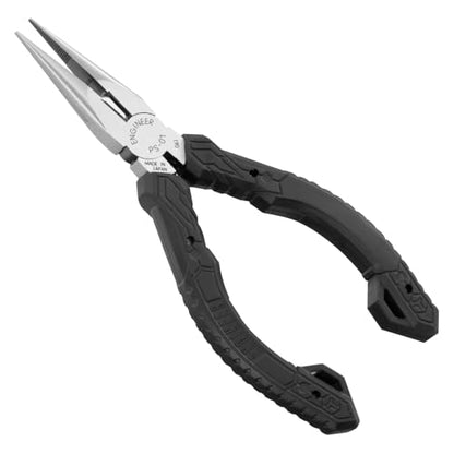 ENGINEER 141mm Precision Mini Long Nose Pliers (Serrated Jaws) Professional Grade ESD Safe Grip Carbon Steel Needle Nose Tip. Made in Japan. PS-01 - style: Radio pliers