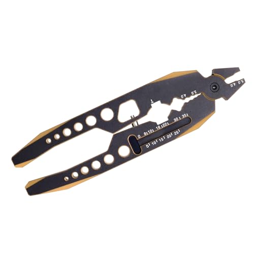 Multi-Function RC Shock Pliers Shocks Rod End Clamp Tool for RC Car Repairs and T-Plug/Banana Plug Welding (Black-Gold)