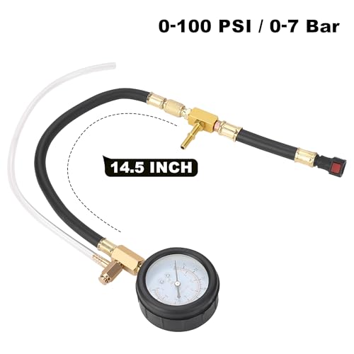 Hromee Fuel Pressure Test Kit 0-100PSI | 9.49,7.89,6.30 Fuel Line Fittings and Quick Connected Hose