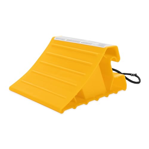 Camco Super Wheel Chock w/Rope - Large, Heavy Duty Trailer Wheel Chock Constructed of Durable Plastic - Features Rope Handle for Easy Removal - Use w/Tires Up to 29-inches – 44475 - size: Large w/ Rope