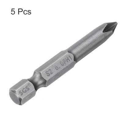 HARFINGTON 5pcs #1 Phillips Screwdriver Bit PH1 1/4" Hex Shank 2" (50mm) Long Magnetic S2 Steel Industrial Grade Screw Driver Bit Cross Head Electric Drill Bits 0.236" (6mm) Rod - size: PH1 x 50mm x 6mm
