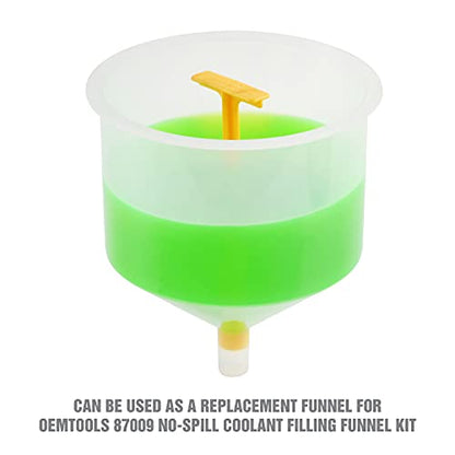 OEMTOOLS 87041 Drip Free Funnel for Automotive Fluids, 6 Piece Spill Proof Funnel Kit for Coolant, Oil and More, with Stopper, 45 Degree Elbows, 5 Inch Extension, White