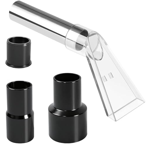 Universal Shop Vac Adapter Set (1-1/4", 1-7/8", 2-1/2") with Clear Extractor Attachment – Wet/Dry Carpet & Auto Detailing Cleaning Tool